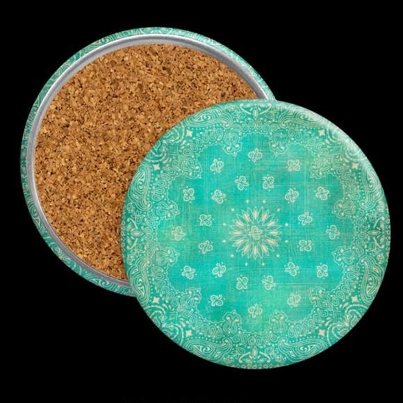 Set of 4 Vintage Bandana Print Coasters 3.5” New - Picture 2 of 5